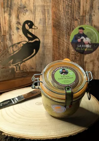 bocal de foie gras artisanal médaillé de LA FERME du Lévézou, production aveyronnaise en vente directe